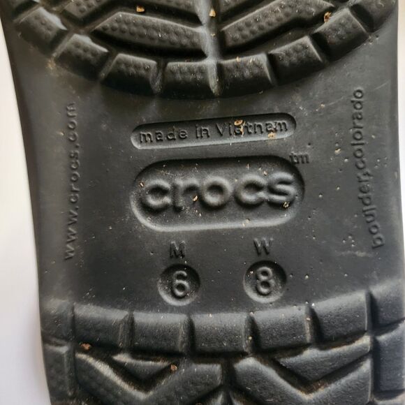 Crocs Crocband Clog Mens 6 Womens 8 Black White Boarder Jibbits Seen Included - Picture 7 of 8